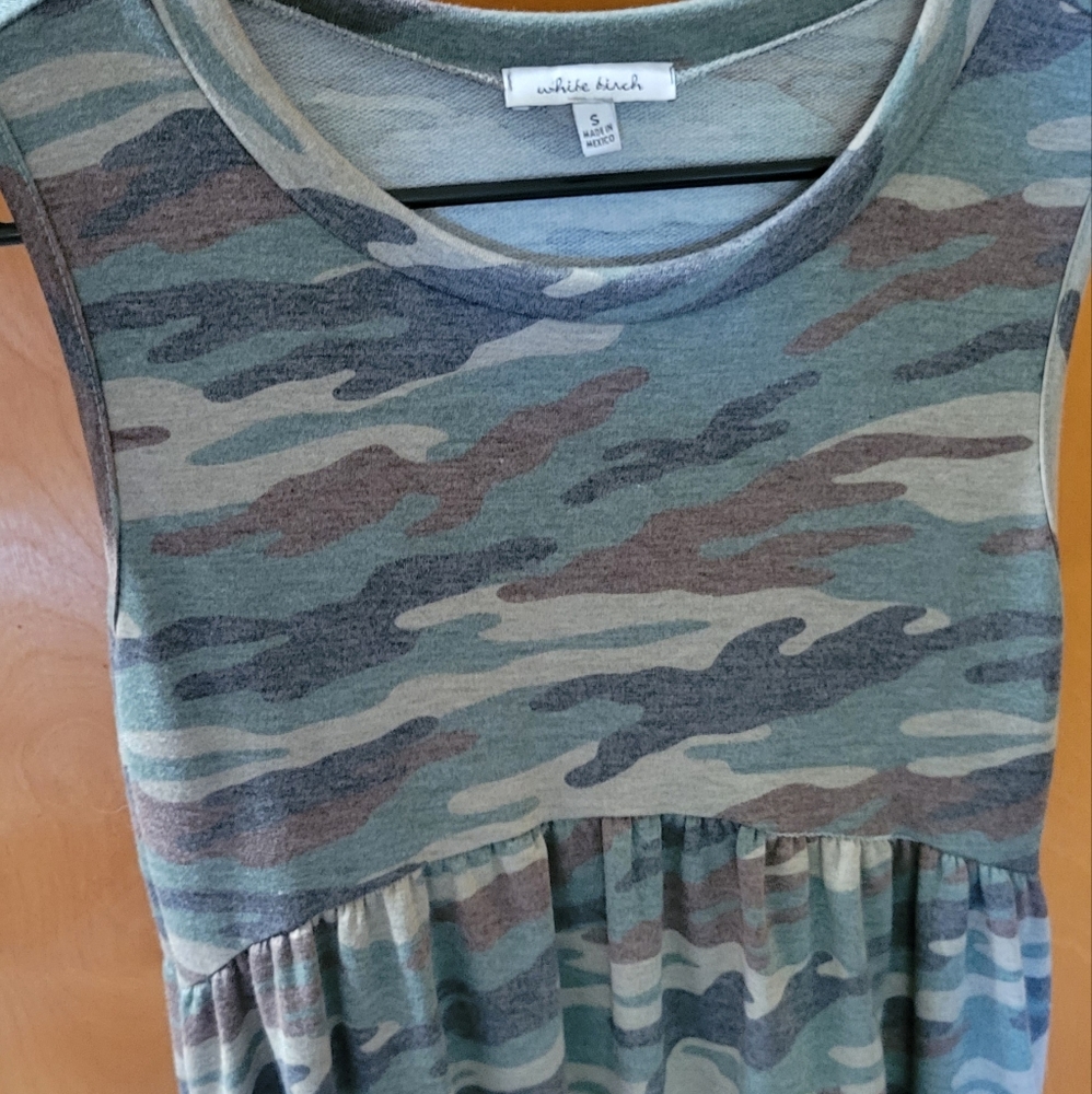 White birch. Size small. Camo casual dress.